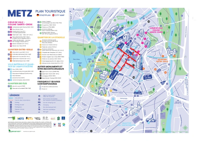 Plan de Metz avec les rues ou se tiendra la braderie d'été 2026